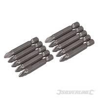 Silverline Pozidriv 50mm Cr-v Screwdriver Bits 10pk Pz2