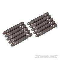 Silverline Pozidriv 50mm Cr-v Screwdriver Bits 10pk Pz3