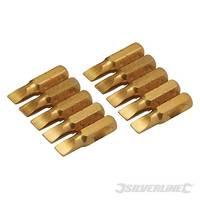 Silverline Gold Screwdriver Bits 10pk Slotted 5mm