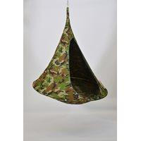 single hanging cacoon in camouflage design