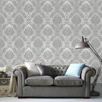 Silver Effect Silk Wallpaper