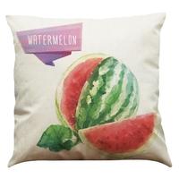 Simple Modern High-quality Watermelon Olives Grapes Fig Guava Lemon Banana Pastoral Fresh Fruit Style Colorful Bright Printed Linen Square Throw Pillo