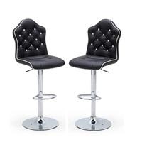 Sigma Modern Bar Stools In Black Faux Leather In A Pair