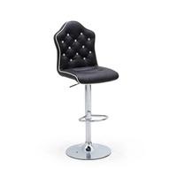 Sigma Bar Stool In Black Faux Leather With Chrome Base