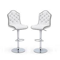 Sigma Modern Bar Stools In White Faux Leather In A Pair