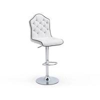 Sigma Bar Stool In White Faux Leather With Chrome Base