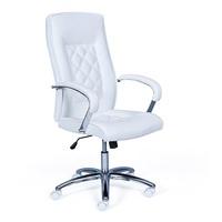 Silesia Home Office Chair In White Faux Leather With Chrome Base