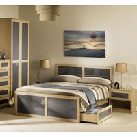 Simo Light Oak Finish King Size Bed With Underbed Drawer