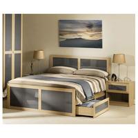 simo light oak finish double bed with underbed drawer