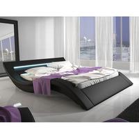 sienna designer king size bed in black pu with multi led