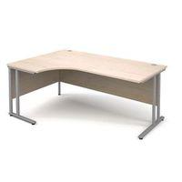 SILVER FRAME 1800MM LEFT HAND ERGONOMIC DESKING - MAPLE