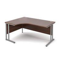 SILVER FRAME 1600MM LEFT HAND ERGONOMIC DESKING - WALNUT