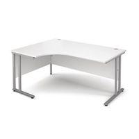 silver frame 1600mm left hand ergonomic desking white