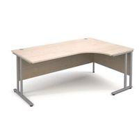 SILVER FRAME 1800MM RIGHT HAND ERGONOMIC DESKING - MAPLE