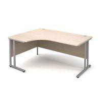 SILVER FRAME 1600MM LEFT HAND ERGONOMIC DESKING - MAPLE