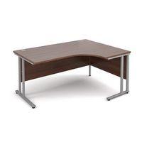 SILVER FRAME 1600MM RIGHT HAND ERGONOMIC DESKING - WALNUT