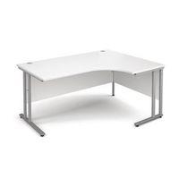 silver frame 1600mm right hand ergonomic desking white