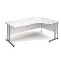 SILVER FRAME 1800MM RIGHT HAND ERGONOMIC DESKING - WHITE