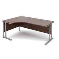 SILVER FRAME 1800MM LEFT HAND ERGONOMIC DESKING - WALNUT