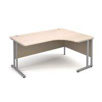 SILVER FRAME 1600MM RIGHT HAND ERGONOMIC DESKING - MAPLE