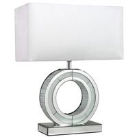 Silver Mirror Small Metropolitan O Lamp with White Shade