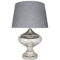 Silver Chrome Glass Statement Table Lamp with A 19inch Grey Shade