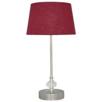 Silver and Cut Glass CandleStick Table Lamp with A 9inch Red Linen Shade