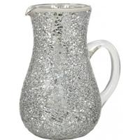 Silver Mosaic Jug Vase with Glass Handle