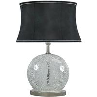Silver Sparkle Mosaic Oval Table Lamp with Black Shade (Set of 2)