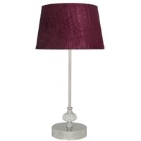 Silver and Cut Glass Candlestick Table Lamp with 9inch Red Crocodile Shade
