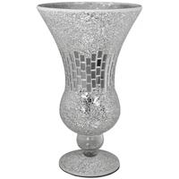 silver sparkle mosaic stemmed vase large