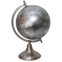 Silver Large Traditional Globe on Arc Stand