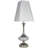 Silver Mosaic Disc Table Lamp with 12 Inch Pure White Shade