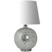 Silver Mosaic Large Ball Table Lamp with 18 Inch Pure White Shade