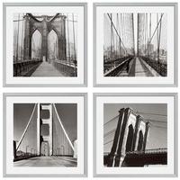 Silver Colour Frame Prints New York Bridges (Set of 4)