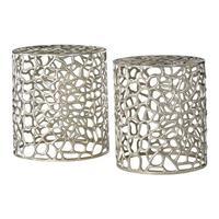 Silver Templar Set Of 2 Stools/Side Tables, Silver