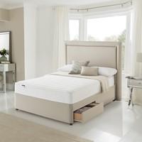 Silentnight Comfort Miracoil Memory Divan, Platform Top, No storage + Ottoman in Sandstone, Double