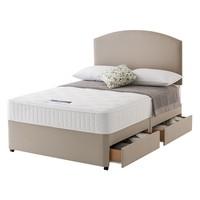 Silentnight Comfort Essentials Divan, Platform Top, 2 Drawers in Sandstone, Super King