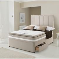 Silentnight Geltex Affinity 1850 Divan, Platform Top, 2 Drawer in Sandstone, Single