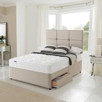 Silentnight Comfort Essentials Divan, Platform Top, No Drawers in Sandstone, Single