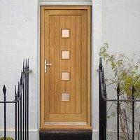 Siena External Oak Door and Frame Set with Obscure Double Glazing