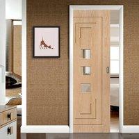 Single Pocket Altino Oak Door with Clear Safe Glass, Prefinished