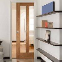 Single Pocket Novara Oak 2 Pane Door with Clear Safe Glass