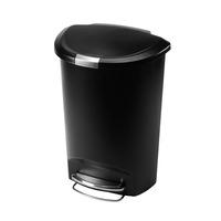 simplehuman 50l plastic semi round step bin black