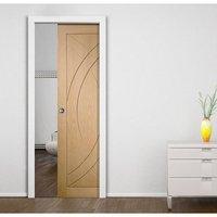 Single Pocket Treviso Oak Flush Panel Door