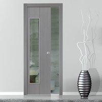 Single Pocket Nuance Ardosia sliding door system in three size widths with Clear Glass