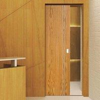 Sierra Flush Oak Syntesis Pocket Door - Fully Prefinished