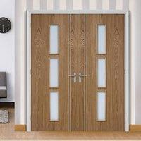 Sierra 3 Light Oak Door Pair with Frosted Safety Glass is Fully Prefinished