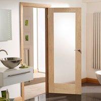 Simpli Door Set, Patt 10 Oak Shaker Door - Obscure Safe Glass - Prefinished