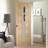 Simpli Door Set, Palermo Oak Door - 1 Pane Clear Safe Glass - Prefinished